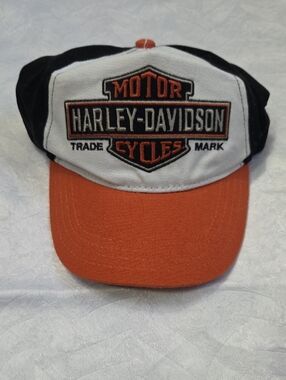 Harley-Davidson Orange, White & Black Embroidered Logo Cap